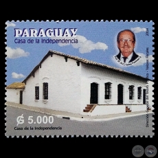 RETRATO DEL PROFESOR DR. (H.C.) CARLOS PUSSINERI SCALA, DIRECTOR  - CASA DE LA INDEPENDENCIA - SELLOS POSTALES DEL PARAGUAY AÑO 2.004